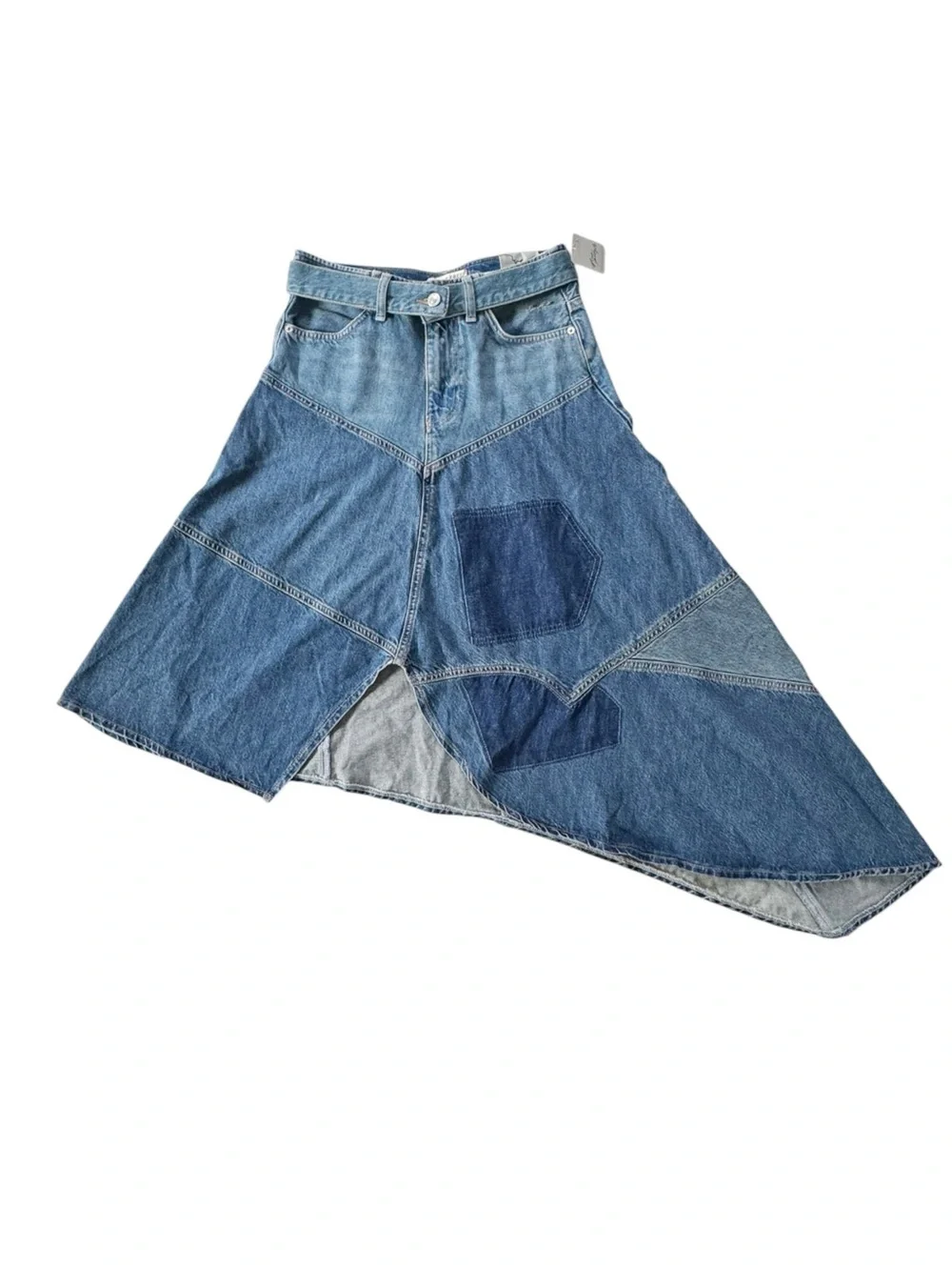 Free People We the Free Piece Of Work Asymmetrical Denim Midi Skirt | 25 (XS)
